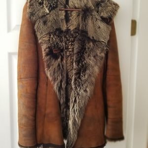 Real fur suede coat,  size S